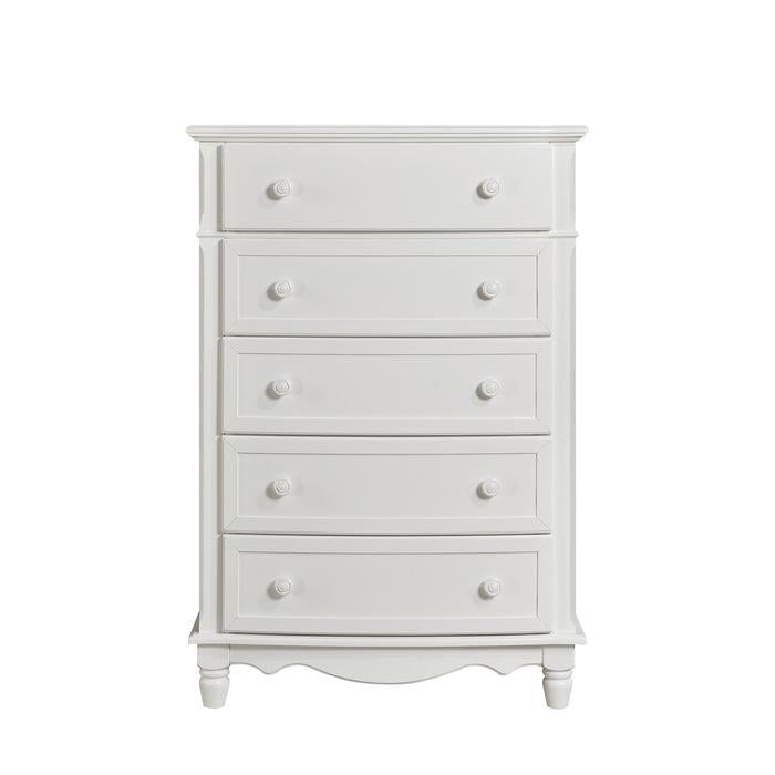 Clementine 5 Drawer Chest in White B1799-9 - U&U Home Budget Furniture (Carteret, NJ)