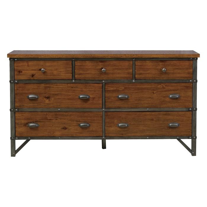 Holverson Dresser in Rustic Brown & Gunmetal 1715-5 - U&U Home Budget Furniture (Carteret, NJ)
