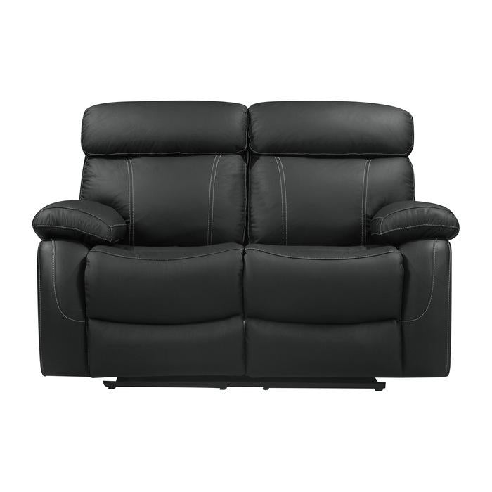 Pendu Double Reclining Loveseat in Black 8326BLK-2 - U&U Home Budget Furniture (Carteret, NJ)
