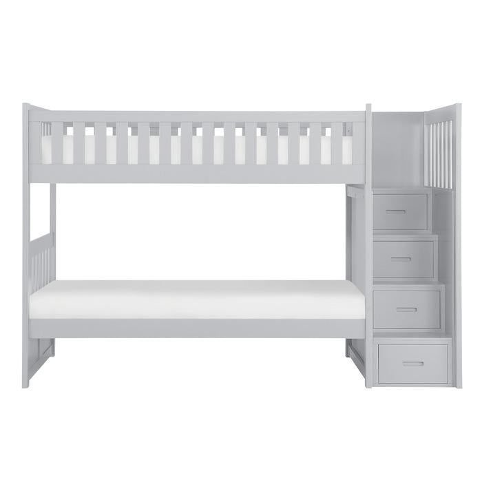 Orion Bunk Bed w/ Reversible Step Storage in Gray B2063SB-1* - U&U Home Budget Furniture (Carteret, NJ)