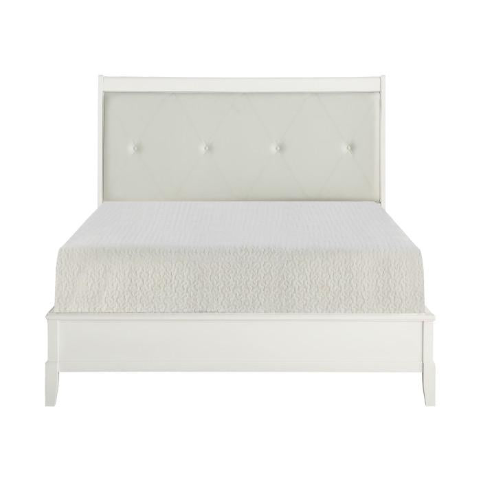 Cotterill Queen Upholstered Sleigh Bed in Antique White 1730WW-1* - U&U Home Budget Furniture (Carteret, NJ)