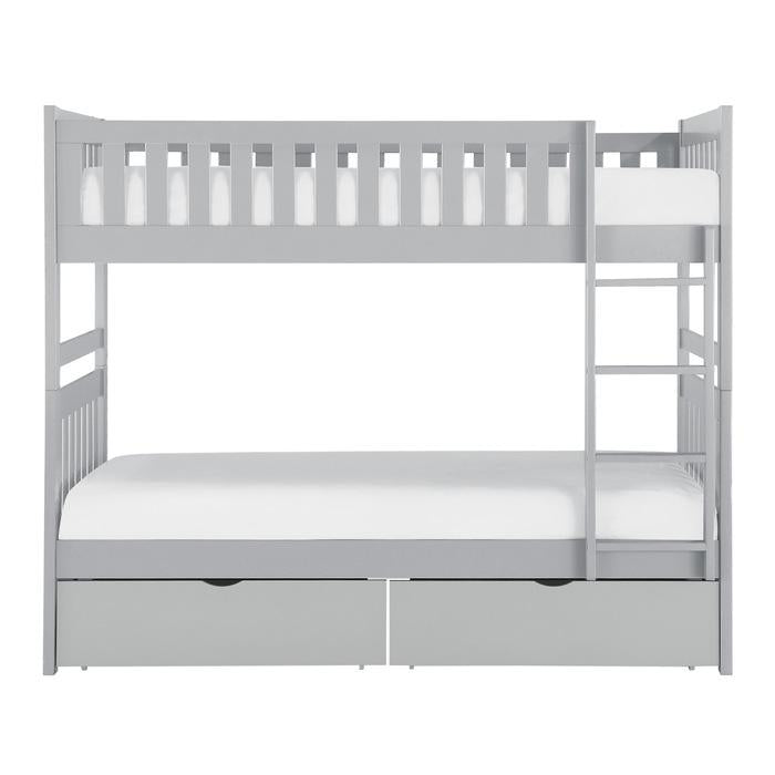 Orion Twin/Twin Bunk Bed with Storage Boxes in Gray B2063-1*T - U&U Home Budget Furniture (Carteret, NJ)