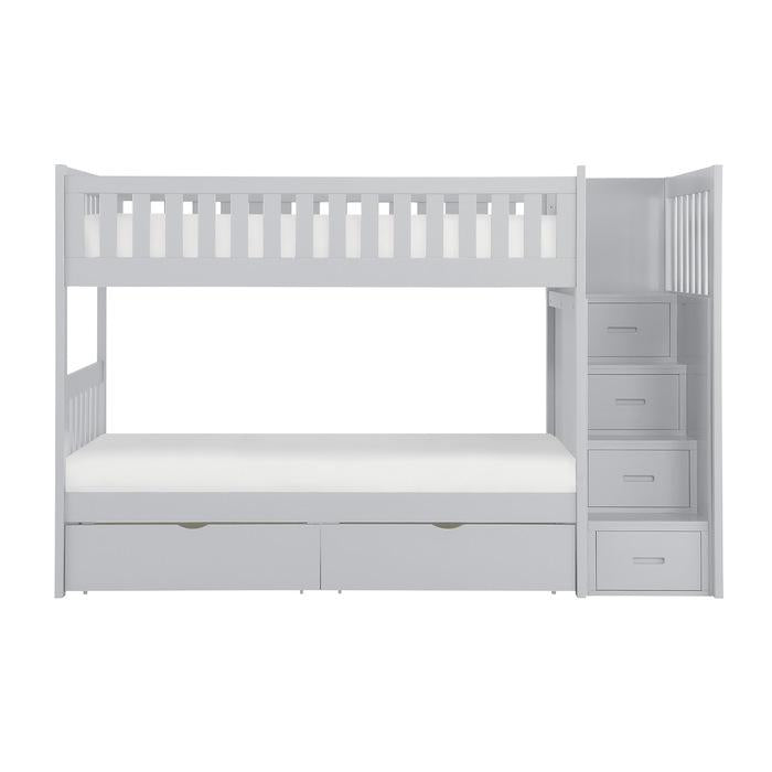 Orion Bunk Bed w/ Reversible Step Storage and Storage Boxes in Gray B2063SB-1*T - U&U Home Budget Furniture (Carteret, NJ)