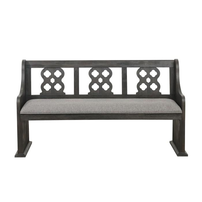 Arasina Bench with Curved Arms in Dark Pewter 5559N-14A - U&U Home Budget Furniture (Carteret, NJ)