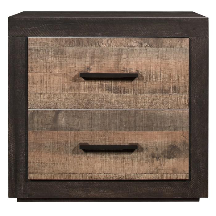 Miter Nightstand in Rustin Mahogany & Dark Ebony 1762-4 - U&U Home Budget Furniture (Carteret, NJ)