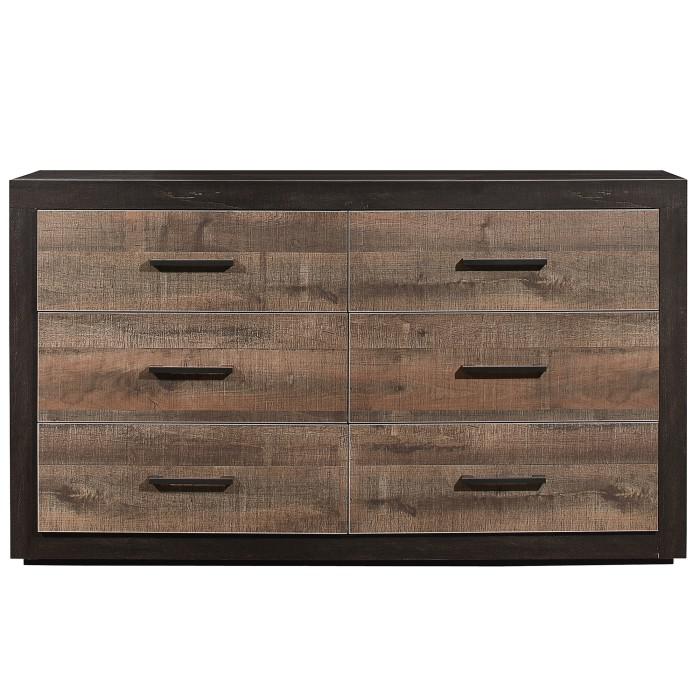 Miter Dresser in Rustin Mahogany & Dark Ebony 1762-5 - U&U Home Budget Furniture (Carteret, NJ)
