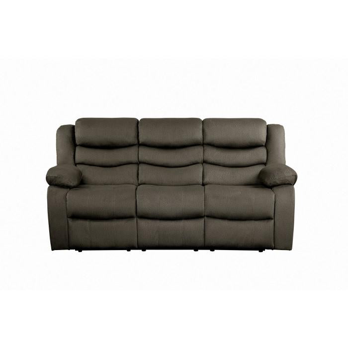 Discus Double Reclining Sofa in Brown 9526BR-3 - U&U Home Budget Furniture (Carteret, NJ)