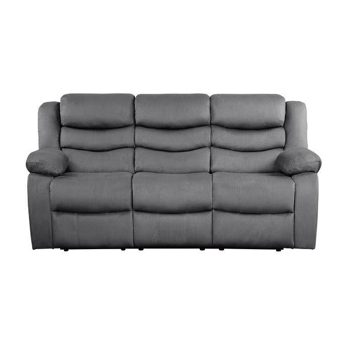 Discus Double Reclining Sofa in Gray 9526GY-3 - U&U Home Budget Furniture (Carteret, NJ)