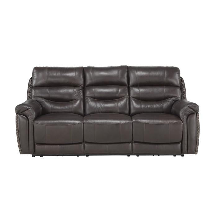 Lance Power Double Reclining Sofa with Power Headrests in Brown - U&U Home Budget Furniture (Carteret, NJ)