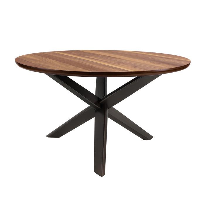 Nelina Round Dining Table in Espresso & Natural 5597-53* - U&U Home Budget Furniture (Carteret, NJ)