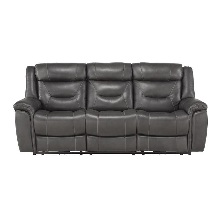 Danio Power Double Reclining Sofa with Power Headrests in Dark Gray 9528DGY-3PWH - U&U Home Budget Furniture (Carteret, NJ)