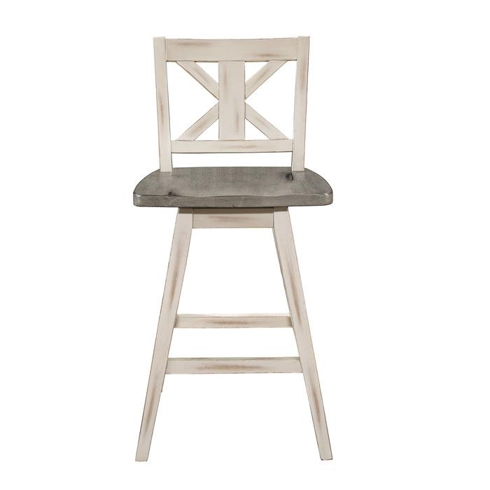 Amsonia Swivel Counter Height Chair in Gray and White (Set of 2) - U&U Home Budget Furniture (Carteret, NJ)