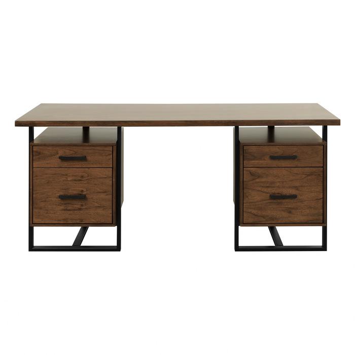 Sedley Writing Desk with Two Cabinets in Walnut 5415RF-15* - U&U Home Budget Furniture (Carteret, NJ)