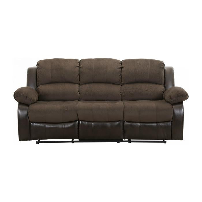 Granley Double Reclining Sofa in Chocolate 9700FCP-3 - U&U Home Budget Furniture (Carteret, NJ)