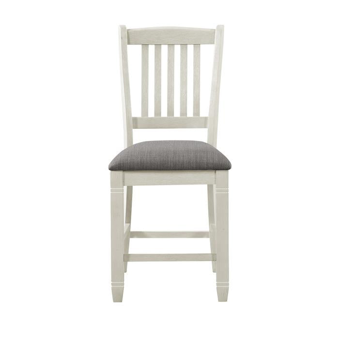 Granby Counter Height Chair in White & Brown (Set of 2) - U&U Home Budget Furniture (Carteret, NJ)