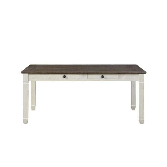 Granby Dining Table in White & Brown 5627NW-72 - U&U Home Budget Furniture (Carteret, NJ)