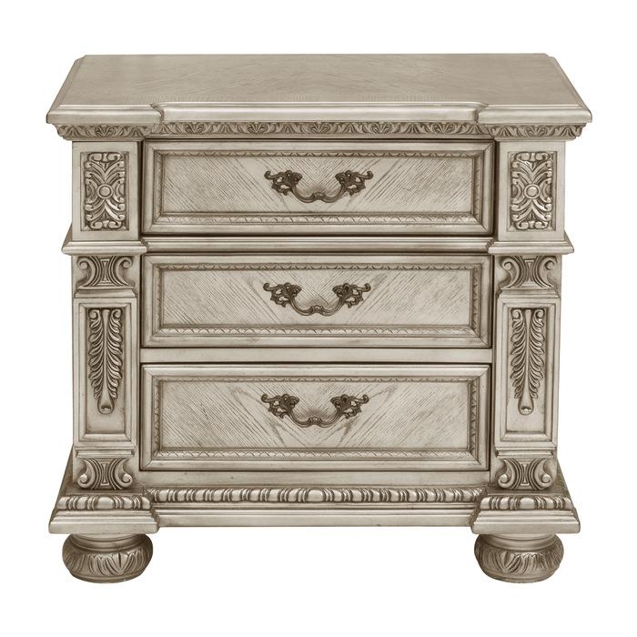 Catalonia Nightstand in Platinum Gold 1824PG-4 - U&U Home Budget Furniture (Carteret, NJ)