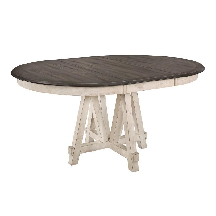 Clover Round Dining Table in White and Gray 5656-66* - U&U Home Budget Furniture (Carteret, NJ)