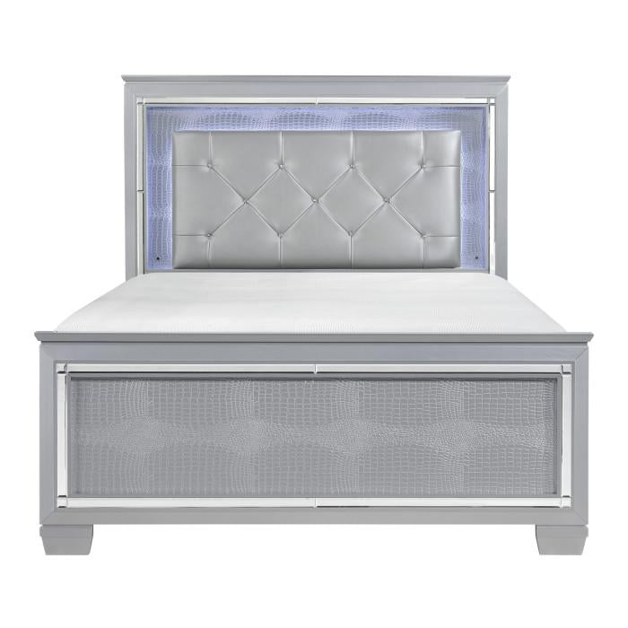 Allura Queen Panel Bed in Silver 1916-1* - U&U Home Budget Furniture (Carteret, NJ)