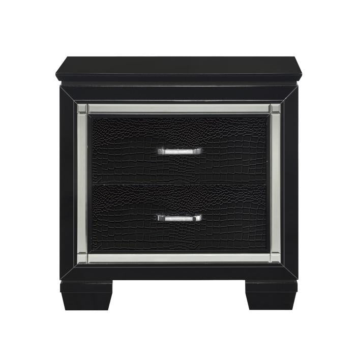 Allura Nightstand in Black 1916BK-4 - U&U Home Budget Furniture (Carteret, NJ)