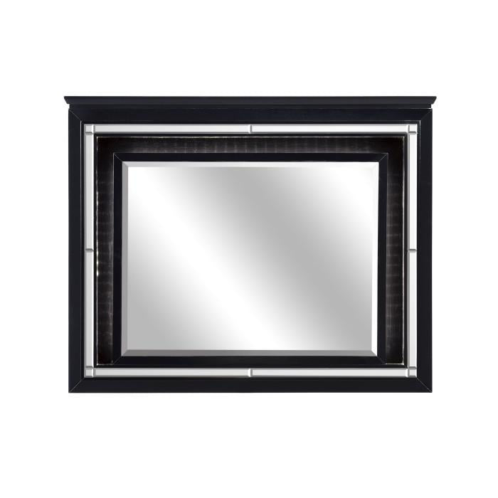 Allura Mirror in Black 1916BK-6 - U&U Home Budget Furniture (Carteret, NJ)