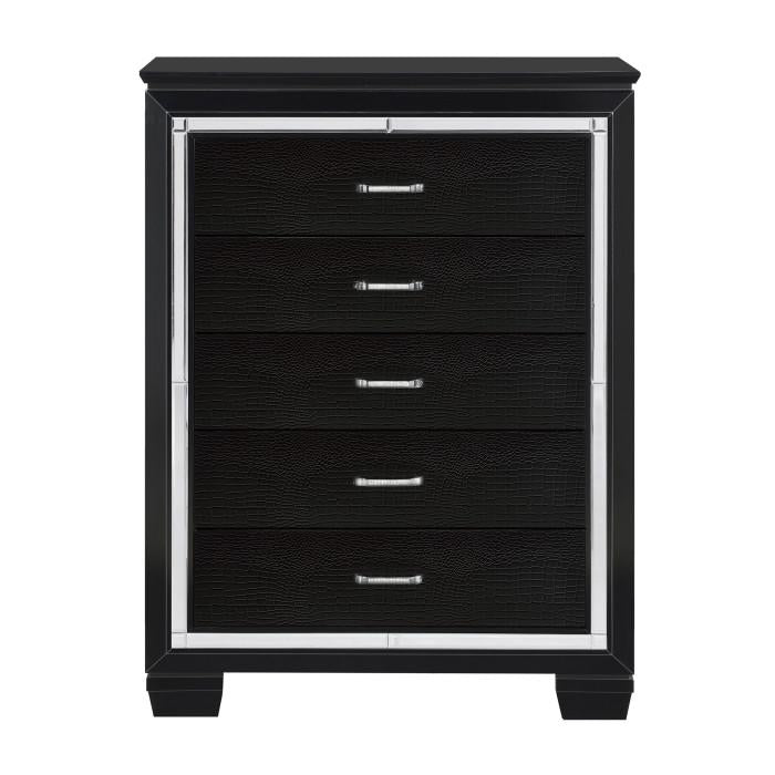 Allura Chest in Black 1916BK-9 - U&U Home Budget Furniture (Carteret, NJ)