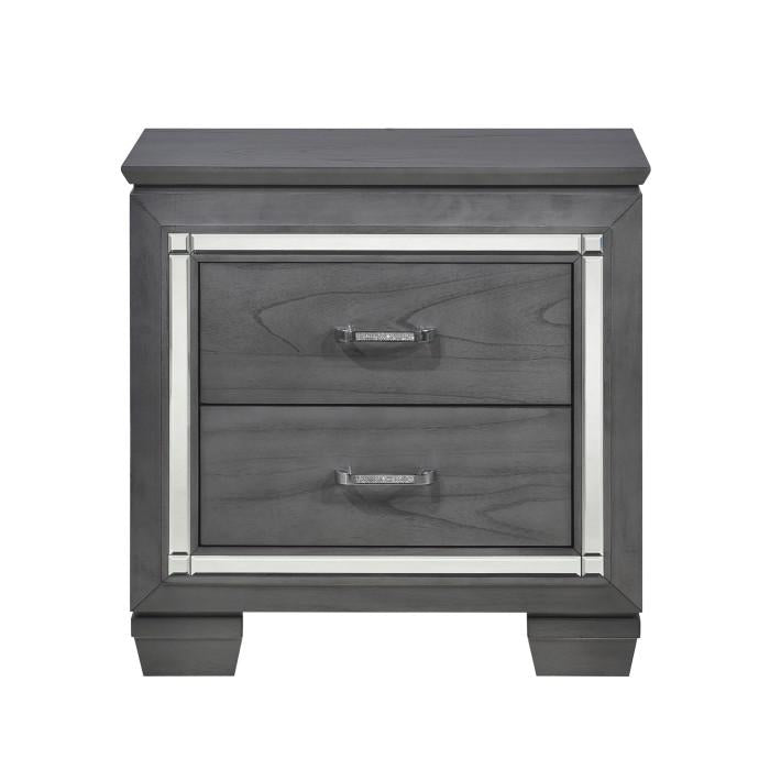 Allura Nightstand in Gray 1916GY-4 - U&U Home Budget Furniture (Carteret, NJ)