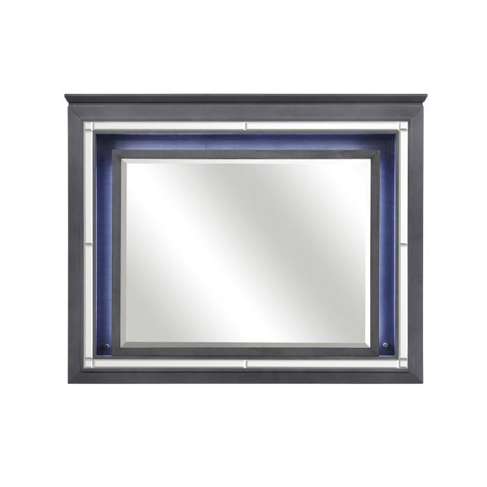 Allura Mirror in Gray 1916GY-6 - U&U Home Budget Furniture (Carteret, NJ)