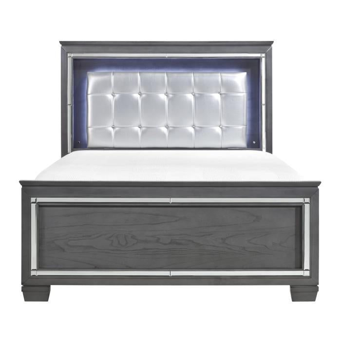 Allura Full Panel Bed in Gray 1916FGY-1* - U&U Home Budget Furniture (Carteret, NJ)
