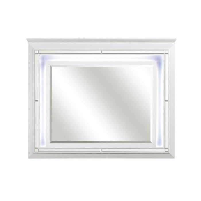 Allura Mirror in White 1916W-6 - U&U Home Budget Furniture (Carteret, NJ)