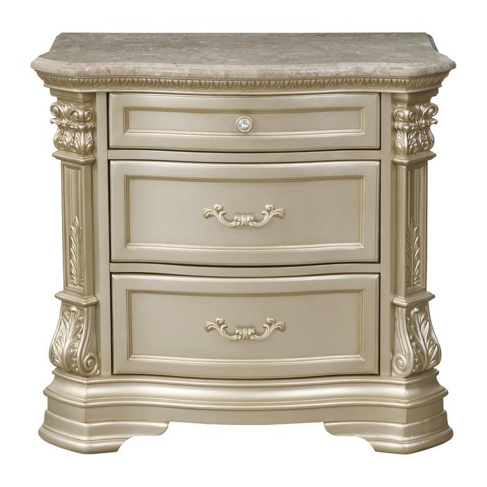 Antoinetta Nightstand in Champagne Wood 1919NC-4 - U&U Home Budget Furniture (Carteret, NJ)