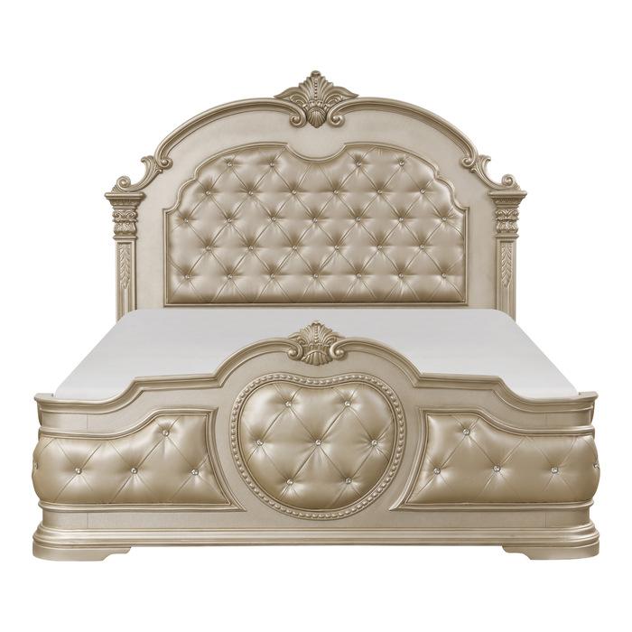 Antoinetta Queen Panel Bed in Champagne Wood 1919NC-1* - U&U Home Budget Furniture (Carteret, NJ)