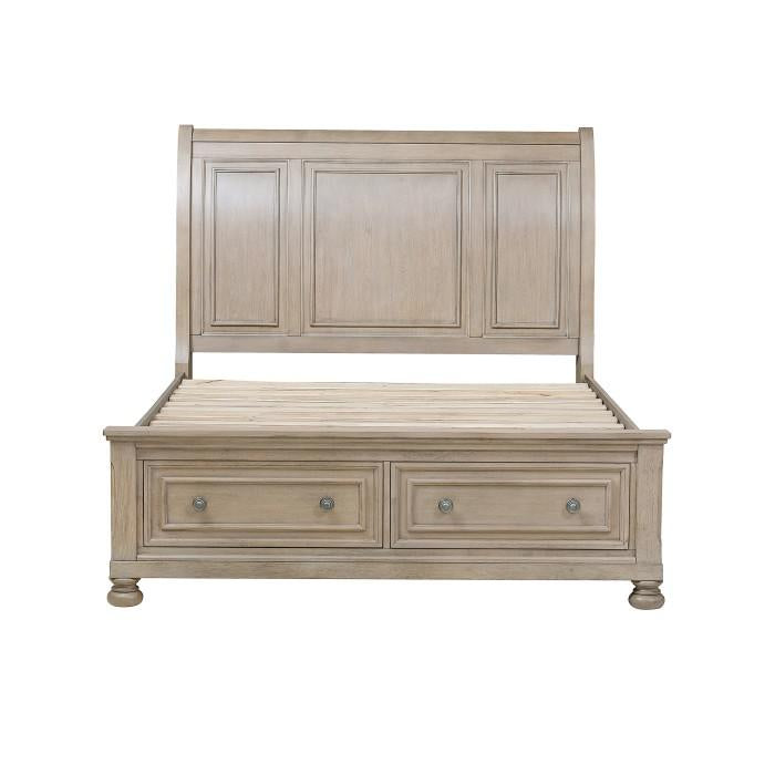 Bethel Queen Sleigh Platform Bed with Footboard Storage in Gray 2259GY-1* - U&U Home Budget Furniture (Carteret, NJ)