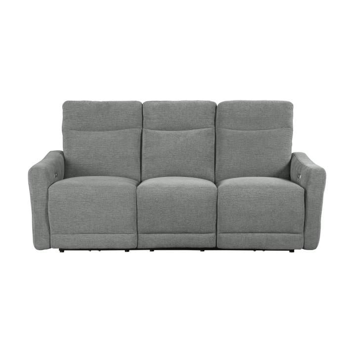 Edition Power Double Lay Flat Reclining Sofa in Dove Grey 9804DV-3PWH - U&U Home Budget Furniture (Carteret, NJ)