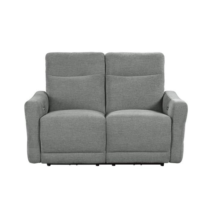 Edition Power Double Lay Flat Reclining Loveseat in Dove Grey 9804DV-2PWH - U&U Home Budget Furniture (Carteret, NJ)