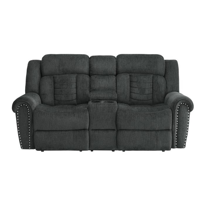 Nutmeg Double Reclining Loveseat in Charcoal Gray 9901CC-2 - U&U Home Budget Furniture (Carteret, NJ)