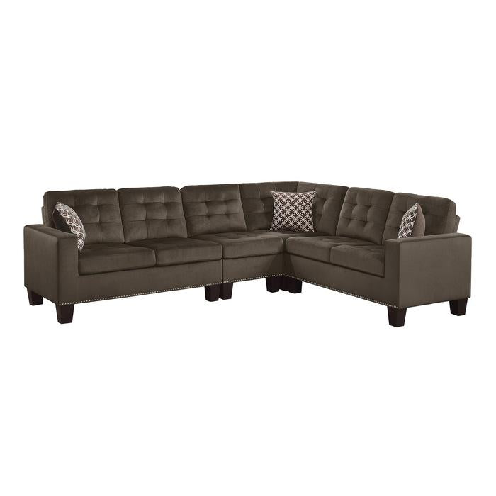 Lantana 2-Piece Reversible Sectional in Chocolate - U&U Home Budget Furniture (Carteret, NJ)