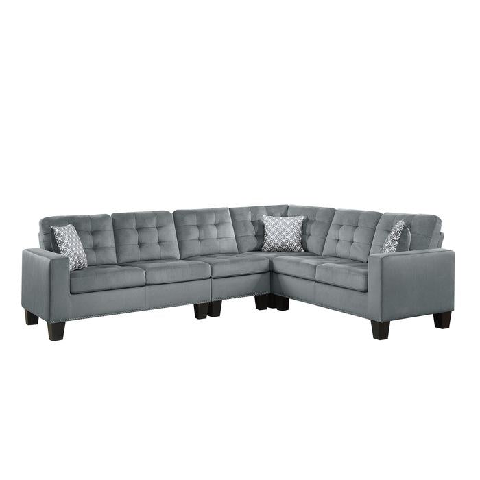 Lantana 2-Piece Reversible Sectional in Gray 9957GY*SC - U&U Home Budget Furniture (Carteret, NJ)
