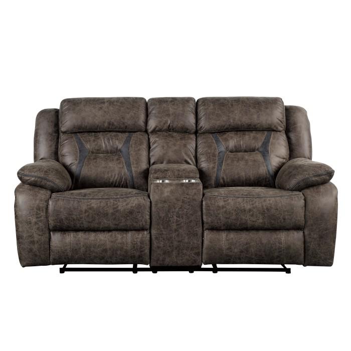 Madrona Double Reclining Loveseat in Dark Brown 9989DB-2 - U&U Home Budget Furniture (Carteret, NJ)