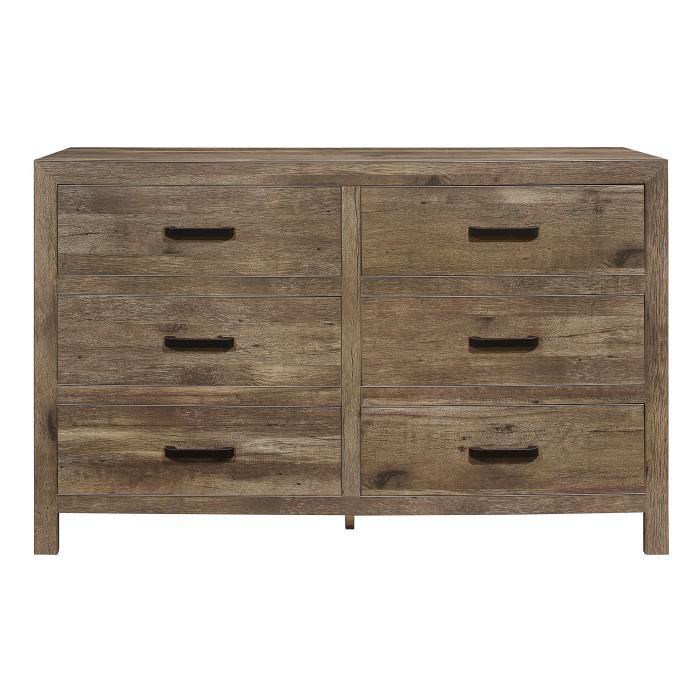 Mandan 6 Drawer Dresser in Weathered Pine 1910-5 - U&U Home Budget Furniture (Carteret, NJ)