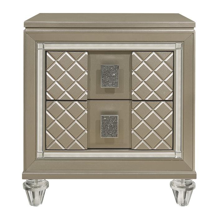 Youth Loudon 2 Drawer Nightstand in Champagne Metallic B1515-4 - U&U Home Budget Furniture (Carteret, NJ)