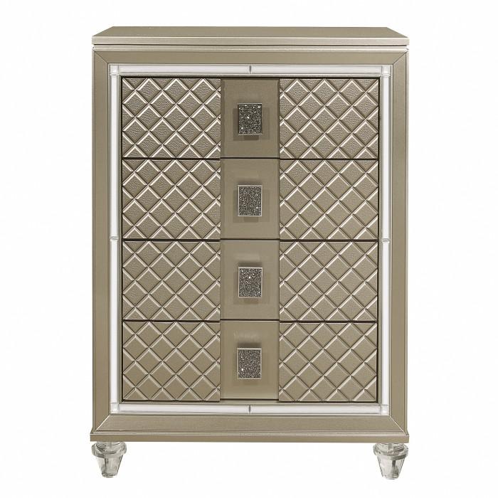 Youth Loudon 4 Drawer Chest in Champagne Metallic B1515-9 - U&U Home Budget Furniture (Carteret, NJ)