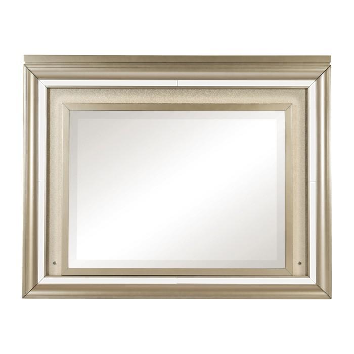 Loudon Mirror with LED Lighting in Champagne Metallic 1515-6 - U&U Home Budget Furniture (Carteret, NJ)