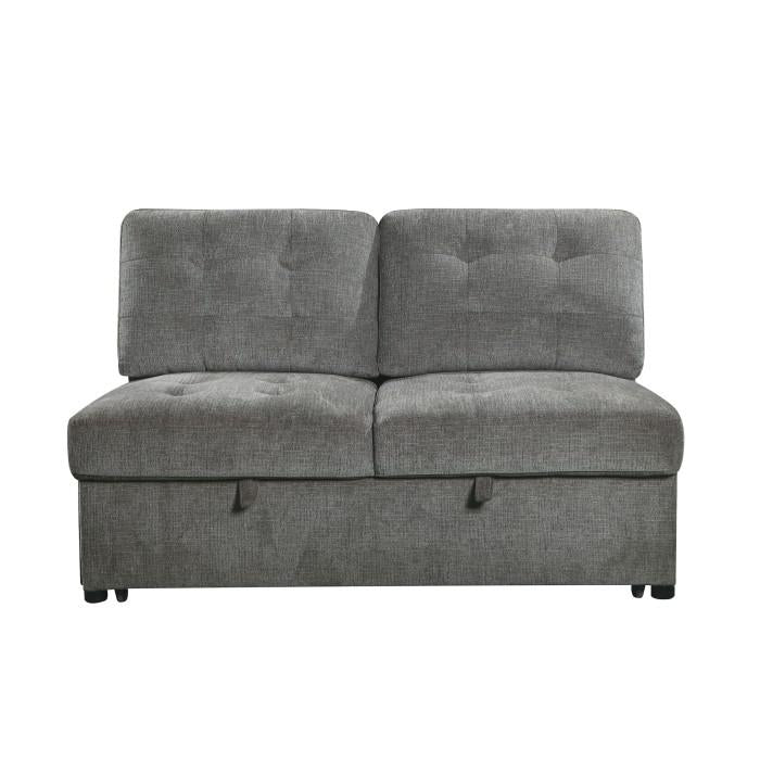 Logansport Armless 2-Seater with Pull-out Bed in Gray 9401GRY-2A - U&U Home Budget Furniture (Carteret, NJ)
