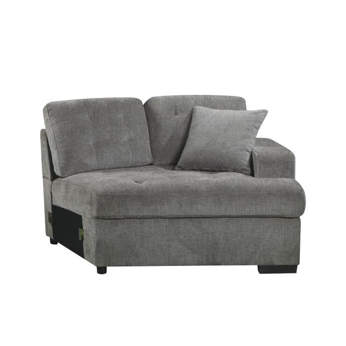 Logansport Right Side Cuddler with 1 Pillow in Gray 9401GRY-RU - U&U Home Budget Furniture (Carteret, NJ)