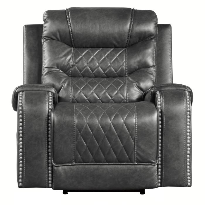 Putnam Power Reclining Chair in Gray 9405GY-1PW - U&U Home Budget Furniture (Carteret, NJ)