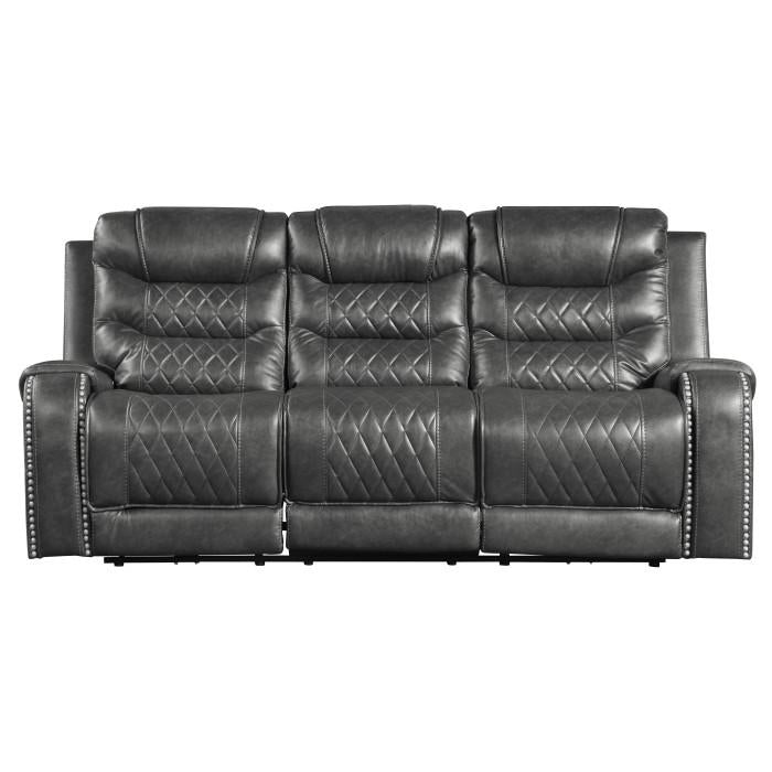 Putnam Double Reclining Sofa with Drop-Down in Gray 9405GY-3 - U&U Home Budget Furniture (Carteret, NJ)