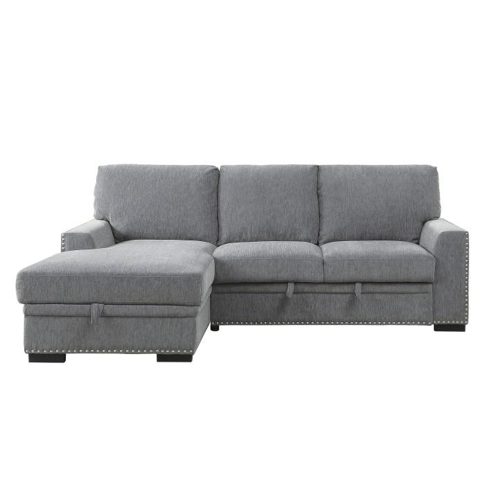 Morelia 2pc Sectional with Pull Out Bed and Left Chaise in Dark Gray - U&U Home Budget Furniture (Carteret, NJ)