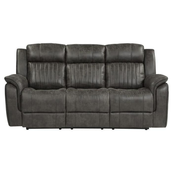 Centeroak Double Reclining Sofa in Gray 9479BRG-3 - U&U Home Budget Furniture (Carteret, NJ)