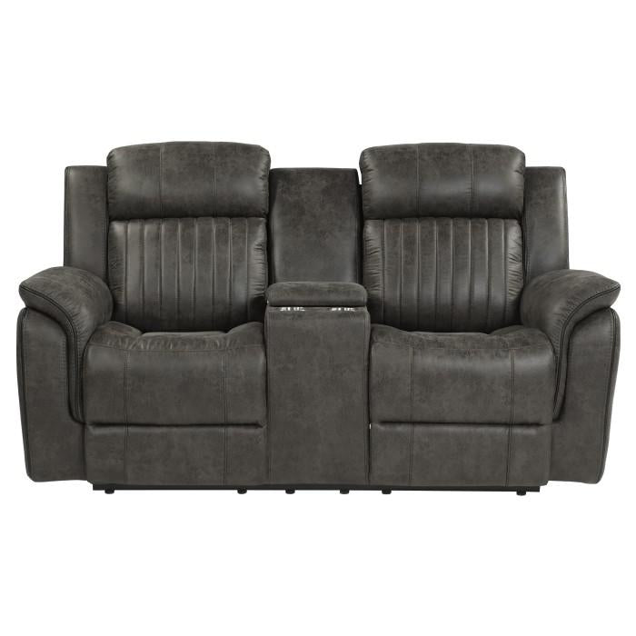 Centeroak Double Reclining Loveseat in Gray 9479BRG-2 - U&U Home Budget Furniture (Carteret, NJ)